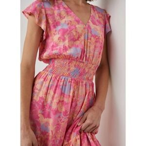 Rails Chic Dress Tara Floral Print Mini Pink Dress New Size Small Smocked Waist